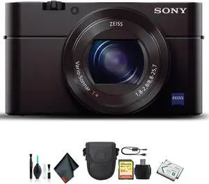 Sony Cyber-shot DSC-RX100 III Camera DSCRX100M3/B With Soft Bag, Additional Battery, 64GB Memory Card, Card Reader , Plus Essential Accessories