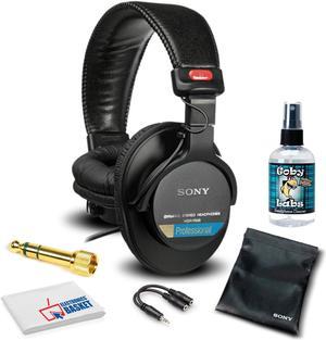 Sony MDR-7506 Headphones Professional Large Diaphragm Headphone Bundle with Headphone Cleaning Solution