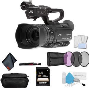 JVC GY-HM250 UHD 4K Streaming Professional Video Camcorder - Bundle with 128GB Memory Card + LCD Screen Protectors + Mor