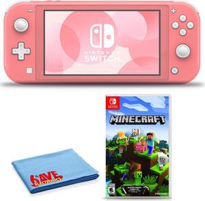 Nintendo Switch Lite (Coral) Bundle Includes Minecraft + 6Ave Cleaning Cloth