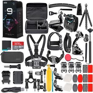 GoPro HERO9 Black with 32GB Card & 50 Piece Accessory Kit - Loaded Bundle