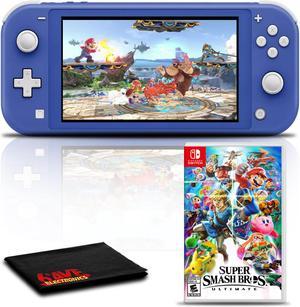 Nintendo Switch Lite Blue Gaming Console Bundle with Super Smash Bros