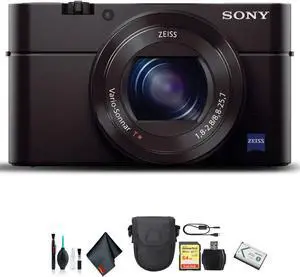 Sony Cyber-shot DSC-RX100 III Camera DSCRX100M3/B With Soft Bag, 64GB Memory Card, Card Reader , Plus Essential Accessories