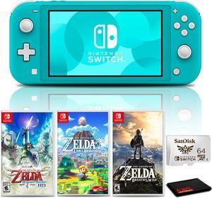 Nintendo Switch Lite Console Turquoise with 64GB microSD and 3Pk Zelda Games