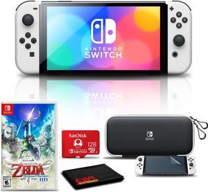 Nintendo Switch OLED White with Zelda Skyward Sword HD 128GB Card and More