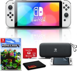 Nintendo Switch OLED White with Minecraft 128GB Card Case and More