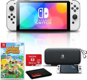 Nintendo Switch OLED White with Animal Crossing, 128GB Card, and More