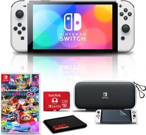 Nintendo Switch OLED White with Mario Kart 8 Deluxe 128GB Card and More