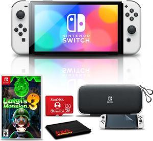 Nintendo Switch OLED White with Luigis Mansion 3 128GB Card and More