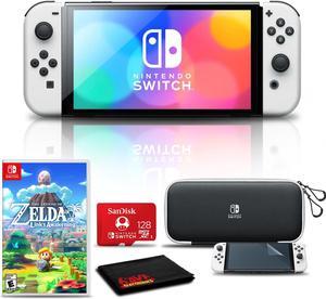 Nintendo Switch OLED White with Zelda Links Awakening 128GB Card and More