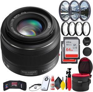 Panasonic Leica DG Summilux 25mm f/1.4 ASPH Lens + 2x 64GB SD Cards Bundle