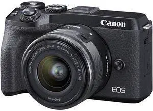 Canon EOS M6 Mark II Mirrorless Digital Camera with 15-45mm Lens and EVF-DC2 (Black) International model (No Warranty)