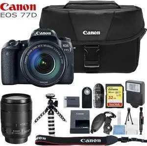 Canon EOS 77D Digital SLR Camera with 18-135mm Lens and Basic Kit (International Model)