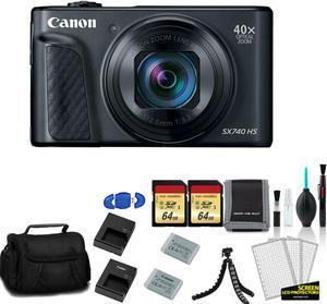 Canon PowerShot SX740 HS Digital Camera Black with 2x 64GB Memory Card  Extra Battery and Charger  More  International Model