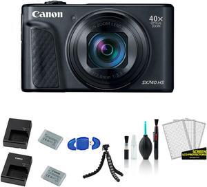 Canon PowerShot SX740 HS Digital Camera (Black) with Extra Battery and Charger + More - International Model