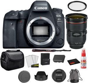 Canon EOS 6D Mark II 26.2MP Full Frame Digital SLR Camera (Body) 1897C002 Bundle Kit with Canon EF 24-70mm f/2.8L II USM Lens + More