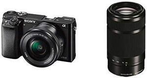 Sony a6000 mirrorless Camera Bundle 16-50mm F3.5-5.6 and 55-210mm F4.5-6.3 Lens, 32GB Card, case (Renewed)