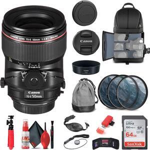 Canon TS-E 50mm f/2.8L Macro Tilt-Shift Lens (2273C002) + Filter Kit + More