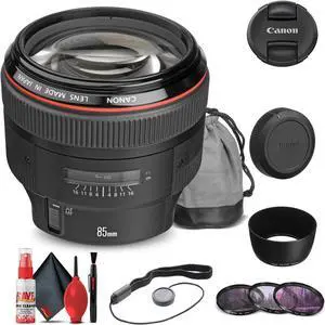 Canon EF 85mm f/1.2L II USM Lens (1056B002) + Filter Kit + Cap Keeper Base Bundle