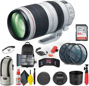 Canon EF 100-400mm f/4.5-5.6L IS II USM Lens (9524B002) + Filter Kit + More