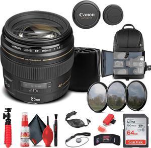 Canon EF 85mm f/1.8 USM Lens (2519A003) + Filter + BackPack + 64GB Card + More