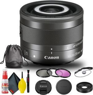 Canon EF-M 28mm f/3.5 Macro IS STM Lens (1362C002) + Filter Kit + More