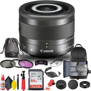 Canon EF-M 28mm f/3.5 Macro IS STM Lens (1362C002) + Filter + BackPack + More