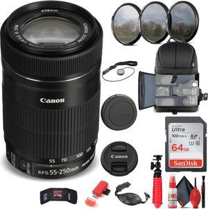 Canon EF-S 55-250mm f/4-5.6 IS STM Lens (8546B002) + Filter + BackPack + More