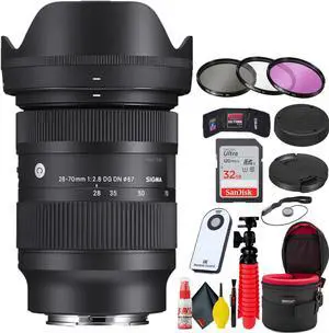 Sigma 28-70mm f/2.8 DG DN Contemporary Lens for Sony E + 32GB SD Card Bundle