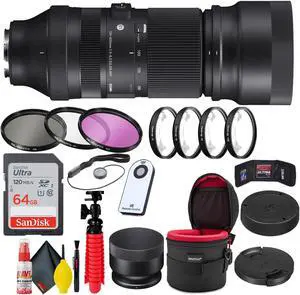 Sigma 100-400mm f/5-6.3 DG DN OS Contemporary Lens for Sony E + 64GB Bundle
