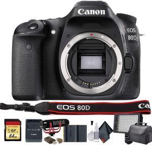 Canon EOS 80D DSLR Camera (1263C004) W/Bag, Extra Battery, LED Light, Mic, Filters and More - Advanced Bundle
