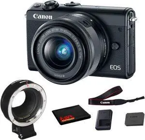 Canon EOS M100 Mirrorless Digital Camera with 15-45mm Lens (Black) 2209C011 Bundled with Lens Adapter Kit for Canon EF / EF-S Lenses