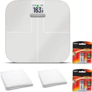 Garmin Index S2 Smart Scale with Wireless Connectivity-White With Accessories Bundle