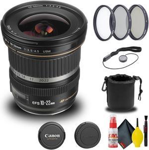 Canon EF-S 10-22mm f/3.5-4.5 USM Lens (9518A002) + Filter + Lens Pouch + More