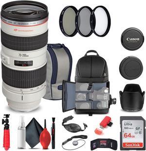 Canon EF 70-200mm f/2.8L USM Lens (2569A004) + Filter Kit + BackPack + More