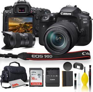 Canon EOS 90D DSLR Camera with 18-135mm Lens, Sigma 18-35mm Lens, Soft Padded Case, Memory Card, and More