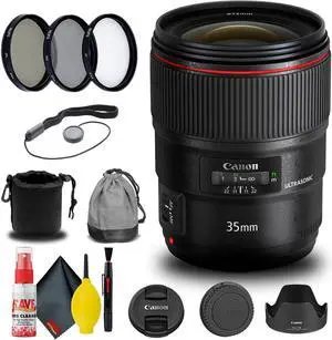 Canon EF 35mm f/1.4L II USM Lens (9523B002) + Filter Kit + Cap Keeper + More