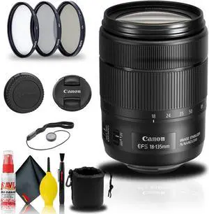 Canon EF-S 18-135mm f/3.5-5.6 IS USM Lens (1276C002) + Filter Kit + More