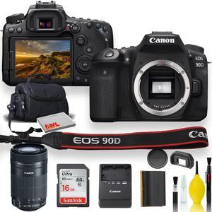 Canon EOS 90D DSLR Camera With Canon EF-S 55-250mm f/4-5.6 IS STM Lens, Soft Padded Case, Memory Card, and More (International Model)