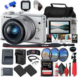 Canon EOS M100 Mirrorless Digital Camera with 15-45mm Lens Bundle