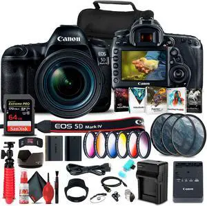 Canon EOS 5D Mark IV DSLR Camera with 24-70mm f/4L Lens (1483C018)  Starter Bundle