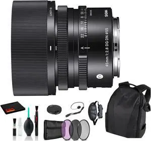 Sigma 45mm f/2.8 DG DN Contemporary Lens for Sony E with Essential Bundle: Backpack + 3PC Filter + More