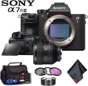 Sony Alpha a7R III Mirrorless Digital Camera (Body Only) + 85mm Lens + Filter Kit + Memory Card Kit + Carrying Case Advanced Bundle