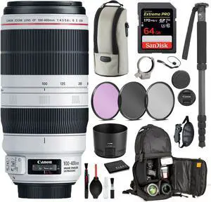 Canon EF 100-400mm f/4.5-5.6L IS II USM Lens  (9524B002)  Includes: 9PC filter Kit, Sandisk 64GB Extreme SD Card + More