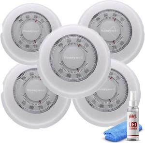 5-Pack Honeywell T87K1007 Heat Only Thermostat, 1 Pack -White + LCD Cleaner