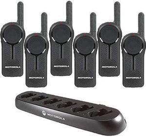 6 Motorola DLR1060 Two Way Radios & 1 Motorola 56531 6 Radio Charger