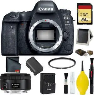 Canon EOS 6D Mark II DSLR Camera Body Only Complete Kit (International Model) w/Canon EF 50mm f/1.8 STM Lens - International Model