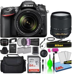 Nikon D7200 Digital Camera with 18-140mm VR Lens (1555) + 64GB Card + Bag (Intl)