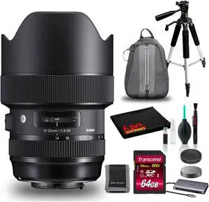 Sigma 14-24mm f/2.8 DG HSM Lens for Canon EF with Padded Bag, 64GB SD Bundle