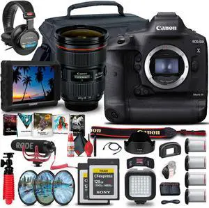 Canon EOS-1D X Mark III DSLR Camera (Body Only) (3829C002) + 4K Monitor + Headphones